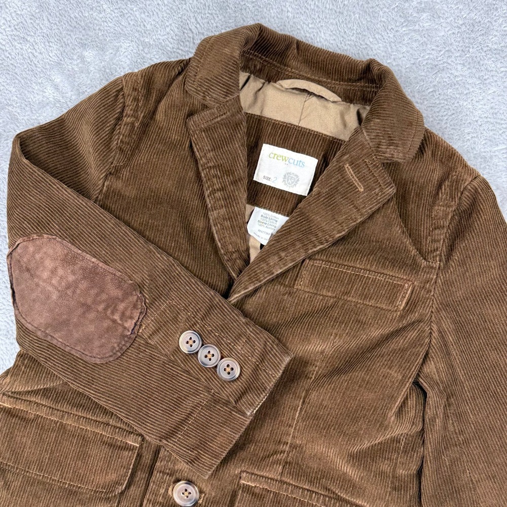 Crewcuts Corduroy Blazer Kids Boys Sz 2 Brown Elbow‎ Patches Jacket 2-Button